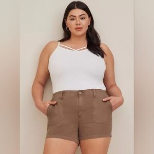 Torrid Brown 3.5 Inch Comfort Flex Waistband Chino High-Rise Short Plus Size 26